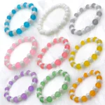 Matt + Lustre Glass Beads Bracelets for Women, Girls - Stretchable - Pack of 9 - Image 2