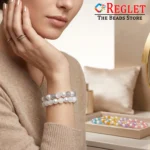 Matt + Lustre Glass Beads Bracelets for Women, Girls - Stretchable - Pack of 9 - Image 6