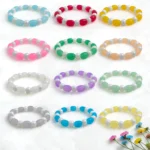 Cylinder + Lustre Glass Beads Bracelets for Women, Girls - Stretchable - Pack of 12