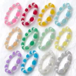 Cylinder + Lustre Glass Beads Bracelets for Women, Girls - Stretchable - Pack of 12 - Image 2