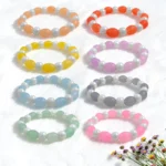 Oval + Lustre Glass Beads Bracelets for Women, Girls - Stretchable - Pack of 8