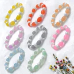 Oval + Lustre Glass Beads Bracelets for Women, Girls - Stretchable - Pack of 8 - Image 2