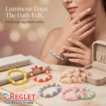 Oval + Lustre Glass Beads Bracelets for Women, Girls - Stretchable - Pack of 8 - Image 6