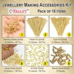 REGLET Jewellery Making Kit Material - Lobster Claps Head Pin Eye Pin Jump Ring Earring Kunda Earring Back Stopper - Image 2