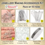 REGLET Jewellery Making Kit Material - Lobster Claps Head Pin Eye Pin Jump Ring Earring Kunda Earring Back Stopper - Image 3