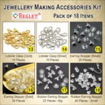 REGLET Jewellery Making Kit Material - Lobster Claps Head Pin Eye Pin Jump Ring Earring Kunda Earring Back Stopper - Image 4