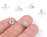 200 Pcs, Silver Earrings Back Stopper Earnuts Stud - 10x7mm - Image 2