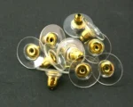 200 Pcs, Golden Earrings Back Stopper Earnuts Stud - 10x7mm - Image 5