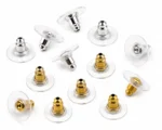 400 Pcs Golden & Silver Earrings Back Stopper Earnuts Stud - 10x7mm