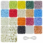 REGLET 3200 Pcs Glass Seed Beads - Size 0/6 (3.8mm) + 1800 Pcs Off White Pearl Beads – Multicolour, 420g