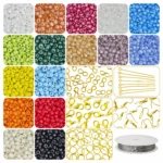 REGLET 3200 Pcs Glass Seed Beads - Size 0/6 (3.8mm) + Jewellery Making Kit – Multicolour, 300g