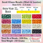 REGLET 3200 Pcs Glass Seed Beads - Size 0/6 (3.8mm) + Jewellery Making Kit – Multicolour, 300g - Image 2