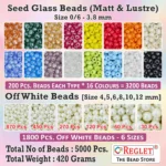 REGLET 3200 Pcs Glass Seed Beads - Size 0/6 (3.8mm) + 1800 Pcs Off White Pearl Beads + Jewellery Making Kit – Multicolour, 480g - Image 2
