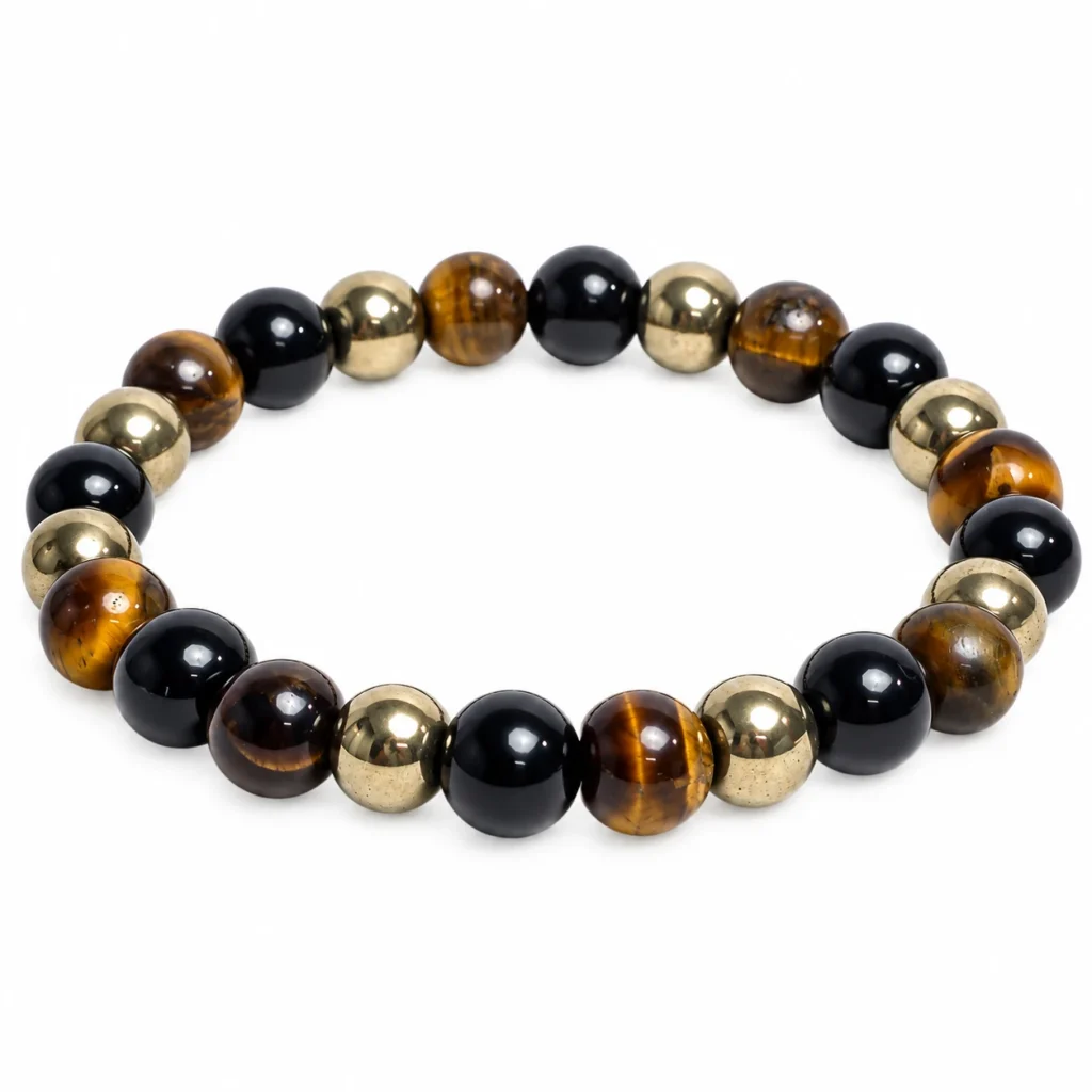 Tiger Eye, Black Obsidian & Hematite Bracelet