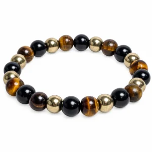 Tiger Eye, Black Obsidian & Hematite Bracelet