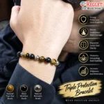 Tiger Eye, Obsidian & Hematite Bracelet for Protection & Inner Strength - Image 7