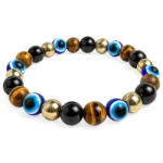 Evil Eye, Tiger Eye, Black Obsidian & Hematite Bracelet