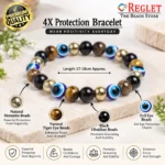 Evil Eye, Tiger Eye, Obsidian & Hematite Bracelet for Confidence & Focus - Image 2