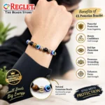 Evil Eye, Tiger Eye, Obsidian & Hematite Bracelet for Confidence & Focus - Image 4
