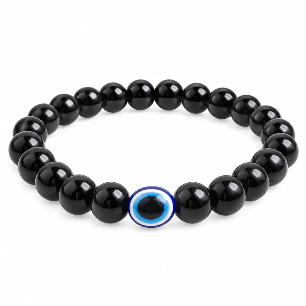Black Obsidian & Evil Eye Bracelet