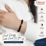Black Obsidian & Evil Eye Bracelet for Positivity, Focus & Emotional Balance - Image 3