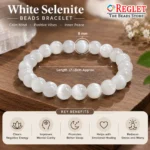 White Selenite Bracelet for Natural Healing Crystal Beads - Image 2