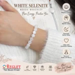 White Selenite Bracelet for Natural Healing Crystal Beads - Image 6