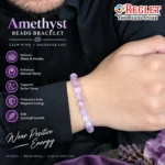 Natural Amethyst Bracelet for Calmness, Stress Relief & Spiritual Protection - Image 4