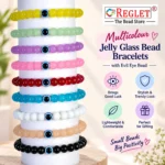 Jelly Glass Bracelets with Evil Eye Bead – Pack of 9, 8mm Stretchable - Image 5