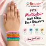 Matt Glass Bracelets Set – Pack of 9, 8mm Stretchable Multicolour Jewellery - Image 2