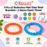 Matt Glass Bracelets Set – Pack of 9, 8mm Stretchable Multicolour Jewellery - Image 3