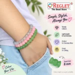 Matt Glass Bracelets Set – Pack of 9, 8mm Stretchable Multicolour Jewellery - Image 4
