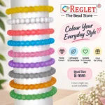 Matt Glass Bracelets Set – Pack of 9, 8mm Stretchable Multicolour Jewellery - Image 5