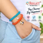 Matt Glass Bracelets with Charms – Pack of 9, 8mm Multicolour Stretchable - Image 4