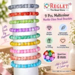 Marble Glass Bracelets Set – Pack of 9, 8mm Multicolour Stretchable Jewellery - Image 5