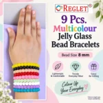 Jelly Glass Bracelets Set – Pack of 9, 8mm Stretchable Jewellery for Women - Image 2