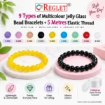 Jelly Glass Bracelets Set – Pack of 9, 8mm Stretchable Jewellery for Women - Image 3