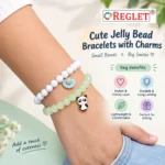 Jelly Glass Bracelets with Charms – Pack of 9, 8mm Stretchable Jewellery - Image 4