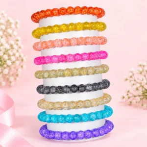 Single tone sparkle glass bracelets set of 9 with 8mm stretchable beads