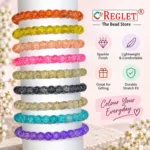 Single Tone Sparkle Glass Bracelets Set – Pack of 9, 8mm Stretchable Jewellery - Image 5