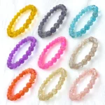 Single Tone Sparkle Glass Bracelets Set – Pack of 9, 8mm Stretchable Jewellery - Image 6