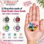 Dual Shade Sparkle Glass Beads Bracelet Set – 12 Pcs, 8mm Stretchable - Image 3