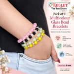Jelly & Diamond Cut Glass Bracelets Set – Pack of 9, 8mm Stretchable Jewellery - Image 4