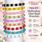 Jelly & Diamond Cut Glass Bracelets Set – Pack of 9, 8mm Stretchable Jewellery - Image 5
