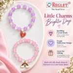 Jelly & Diamond Cut Glass Bracelets with Charms – Pack of 9, 8mm Stretchable - Image 2