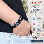 Black Glass Bracelets with Evil Eye – Pack of 9, 8mm & 6mm Stretchable Set - Image 4