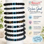 Black Glass Bracelets with Evil Eye – Pack of 9, 8mm & 6mm Stretchable Set - Image 5
