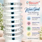 White Glass Bracelets with Evil Eye – Pack of 9, 8mm Stretchable Jewellery Set - Image 5