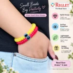 Disk Shaped Glass Bracelets with Evil Eye – Pack of 12, 8x4mm Stretchable - Image 4