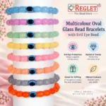 Oval Glass Bracelets with Evil Eye – Pack of 8, 8x11mm Stretchable Jewellery - Image 5